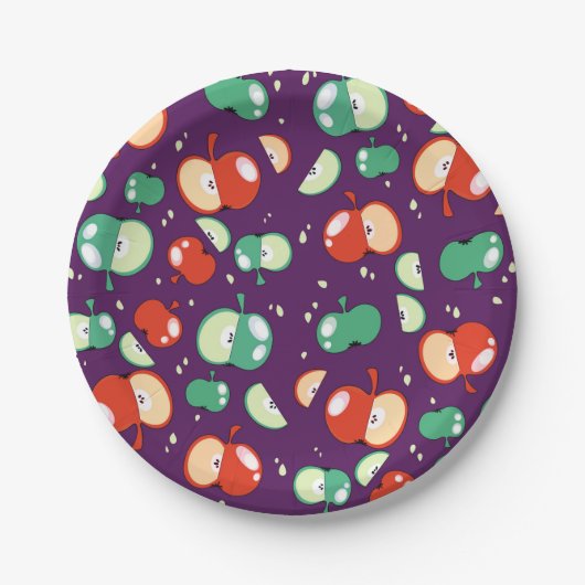 Lassend Party gestartet - Pop Apple auf Lila Pappteller (Vorderseite)