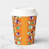 Lassend Party gestartet - Pop Apple auf Orange Pappbecher (Links)