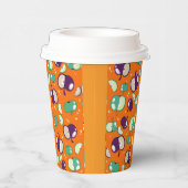 Lassend Party gestartet - Pop Apple auf Orange Pappbecher (Rechts)