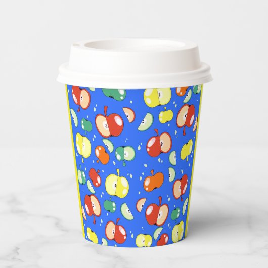 Lassend Party gestartet - Pop Apple on Blue Pappbecher (Rückseite)