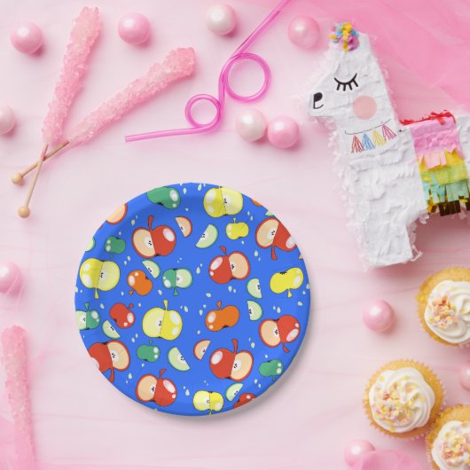 Lassend Party gestartet - Pop Apple on Blue Pappteller (Party)