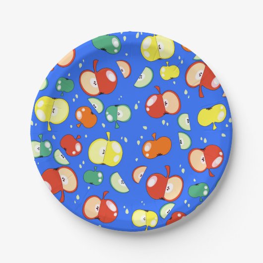 Lassend Party gestartet - Pop Apple on Blue Pappteller (Vorderseite)