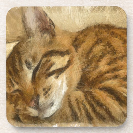 Lassend Schlafkatzen Lie Pencil Sketch Untersetzer (Vorderseite)