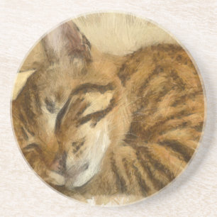 Lassend Schlafkatzen Lie Pencil Sketch Untersetzer