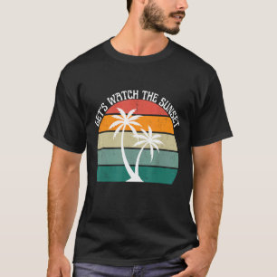 Lassend Sonnenuntergang und weiße Palme T-Shirt