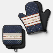 Lassenden Grillpunkte und Streifen Ofenhandschuh & Topflappen-Set (Vorderseite/Rückseite)