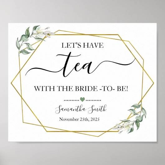 Lassenden haben Teebräume grün Gold Brautparty Poster (Vorne)