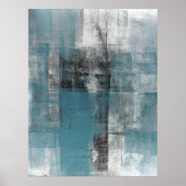 "Lässig" Aquamarine und Abstrakte Schwarz-Kunst-Po Poster
