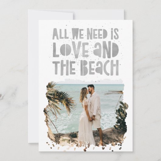 Lässig Beach Hochzeit in Urlaubsort Save the Date (Vorderseite)