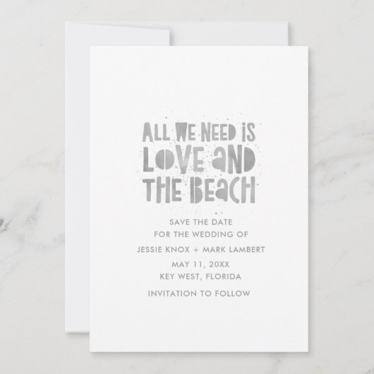 Lässig Beach Hochzeit in Urlaubsort Save the Date (Rückseite)