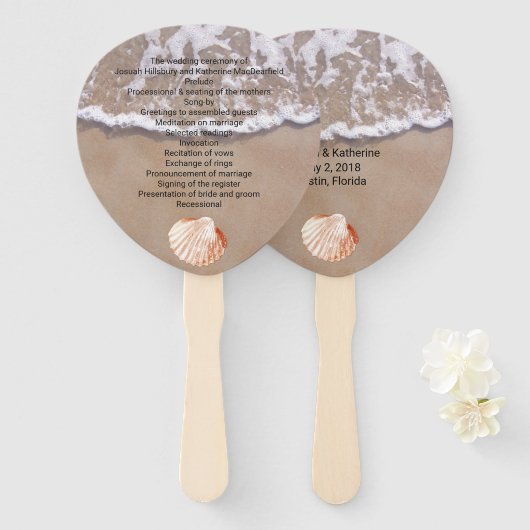 Lässig Beach Theme Wedding Program Fan Fächer (Vorne und Hinten)
