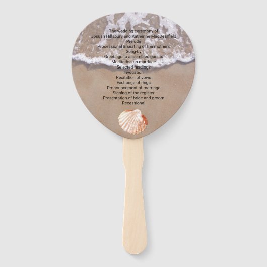 Lässig Beach Theme Wedding Program Fan Fächer (Vorderseite)