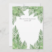 Lässig Beach Wedding Green Eucalyptus Palm Blätter Einladung (Rückseite)