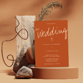 Lässig Burnt Orange Typografy Wedding Einladung