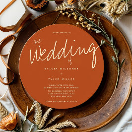Lässig Burnt Orange Typografy Wedding Einladung