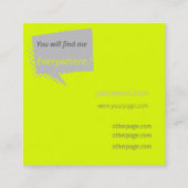 Lässig & chatty-fluoreszierend quadratische visitenkarte (Rückseite)