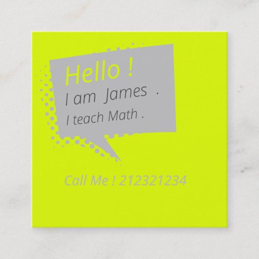 Lässig & chatty-fluoreszierend quadratische visitenkarte (Vorderseite)