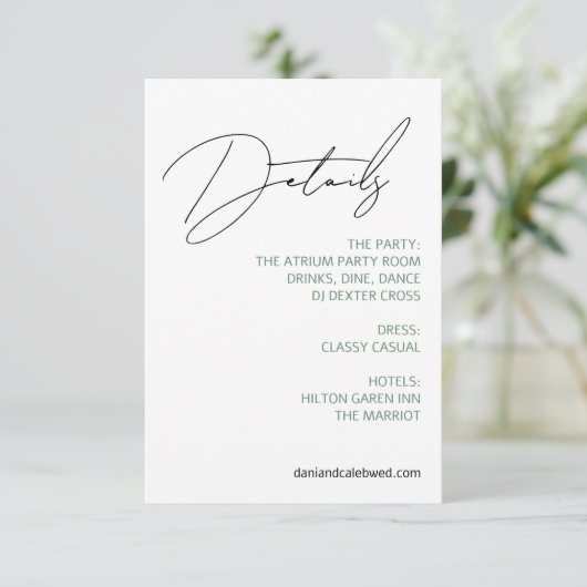 Lässig Chic Handwriting Style Begleitkarte (Stehend Vorderseite)