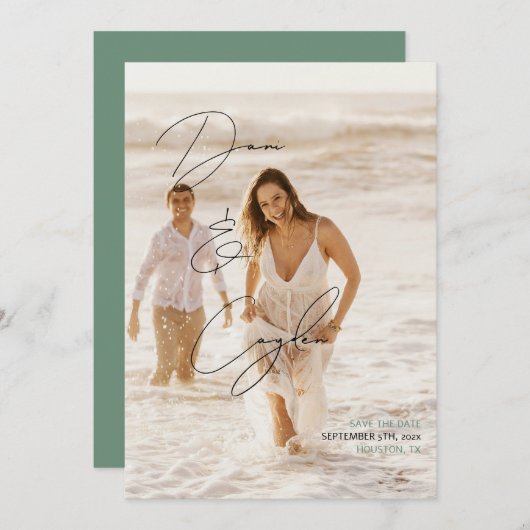 Lässig Chic Handwriting Style Save the Date Einladung (Vorne/Hinten)