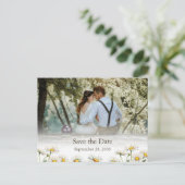 Lässig Country Foto Daisy Save the Date Ankündigungspostkarte (Stehend Vorderseite)