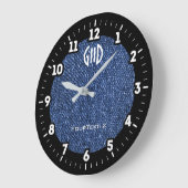 Lässig Denim Blue Jeans Stilvoll auf einem Große Wanduhr (Winkel)