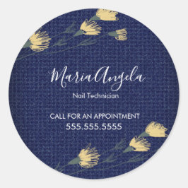 Lässig Denim und Wilde Blume Salon Beauty Runder Aufkleber