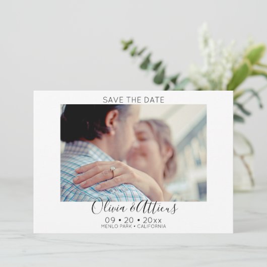 Lässig Elegance Foto Save the Date (Stehend Vorderseite)