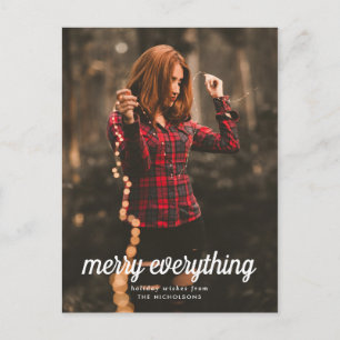 Lässig Elegant Frohe Weihnachts-Script-Foto Postkarte