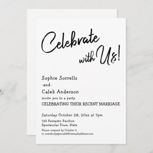 Lässig feiern Sie mit uns! Einfache Hochzeitsfeier Einladung (Vorne/Hinten)