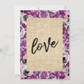 Lässig Feiern wir Pink Blume Burlap Einladung (Rückseite)