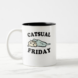 Lässig Freitag Niedliche Lässige Katze Zweifarbige Tasse