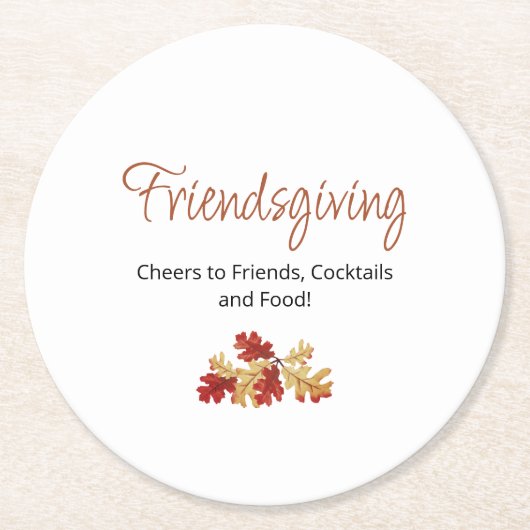 Lässig Friendsgiving Fall Foliage Erntedank Runder Pappuntersetzer (Vorderseite)