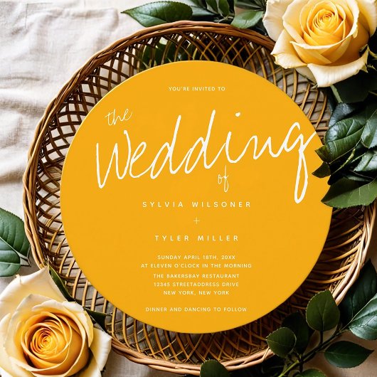 Lässig-Gelbe Typografie-Hochzeit Einladung