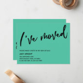 Lässig habe ich Biscay Green New Address Card vers Mitteilungskarte (Vorderseite/Rückseite Beispiel)