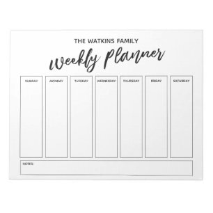 Lässig Handschrift Simple Weekly Planner, Weiß Notizblock