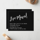 Lässig Handwriting Black I Moved Announcement Mitteilungskarte (Vorderseite/Rückseite Beispiel)