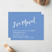 Lässig Handwriting Blue I Moved Announcement Mitteilungskarte (Vorderseite/Rückseite Beispiel)