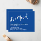 Lässig Handwriting Blue I Moved Announcement Mitteilungskarte (Vorderseite/Rückseite Beispiel)