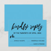 Lässig Handwriting Blue Wedding RSVP Card Karte (Vorne/Hinten)