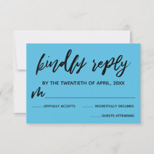 Lässig Handwriting Blue Wedding RSVP Card Karte