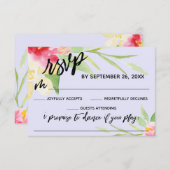 Lässig Handwriting-Blume Lavender Song-Anfrage RSVP Karte (Vorne/Hinten)