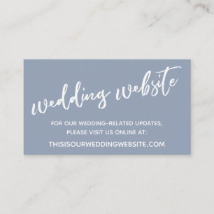 Lässig Handwriting Dusty Blue Wedding Website Begleitkarte