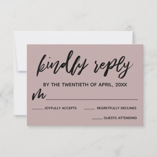 Lässig Handwriting Dusty Rose Pink Wedding RSVP (Vorderseite)
