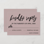 Lässig Handwriting Dusty Rose Pink Wedding RSVP (Vorne/Hinten)