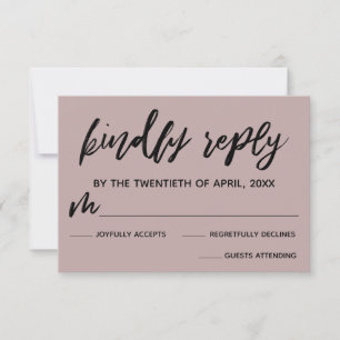 Lässig Handwriting Dusty Rose Pink Wedding RSVP Karte
