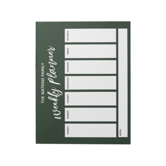 Lässig Handwriting Einfaches Wochenplaner, Grün Notizblock (Rotiert)