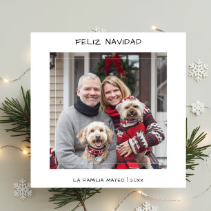 Lässig Handwriting Feliz Navidad Christmas White Feiertagskarte