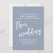 Lässig Handwriting Simple Dusty Blue Wedding Einladung (Vorderseite)