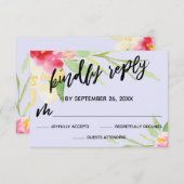 Lässig Handwriting Wasserfarbe Blume Lavendel RSVP Karte (Vorne/Hinten)