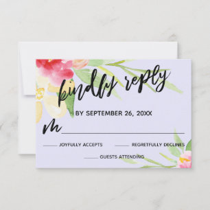 Lässig Handwriting Wasserfarbe Blume Lavendel RSVP Karte